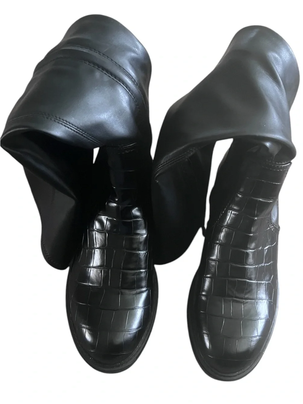 Franco Sarto Black Croc Embossed Keaton Knee High Boots/9.5